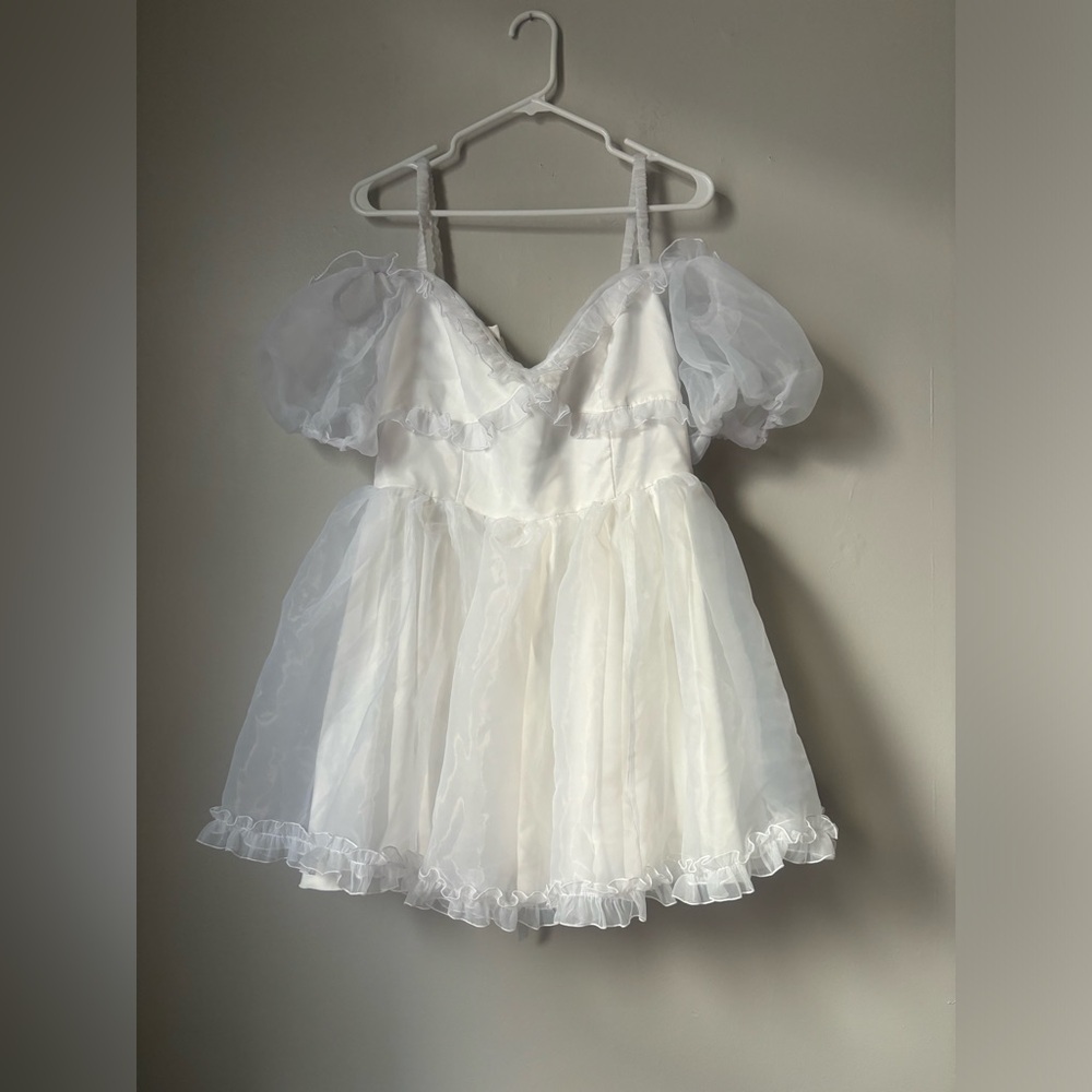 NWT sugar thrillz organza lace up mini puffy Dress size large